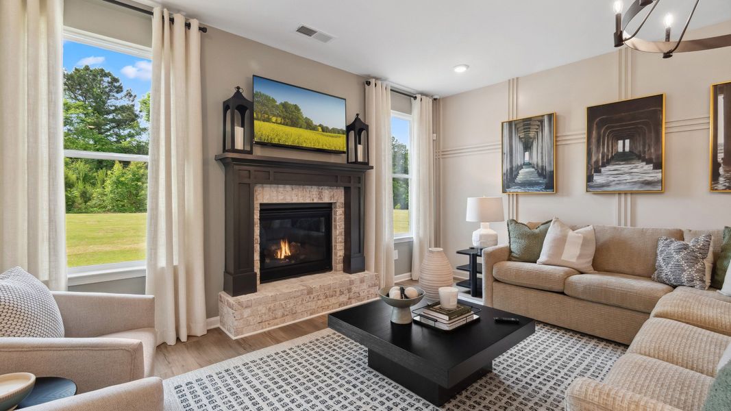 Representative furnished interior of a home built from the Meridian II by DRB Homes in Copperfield, Locust Grove (Image 16).
