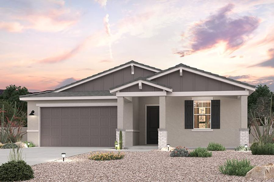 Front exterior of a new home in North Copper Canyon, Surprise, AZ, highlighting curb appeal (Image 20).