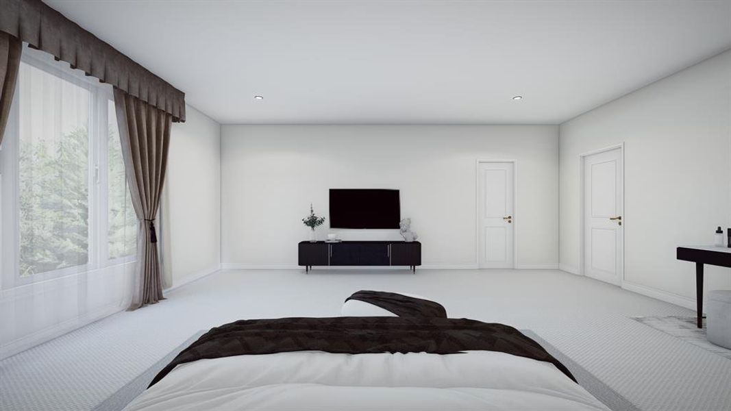Bedroom featuring carpet floors and recessed lighting