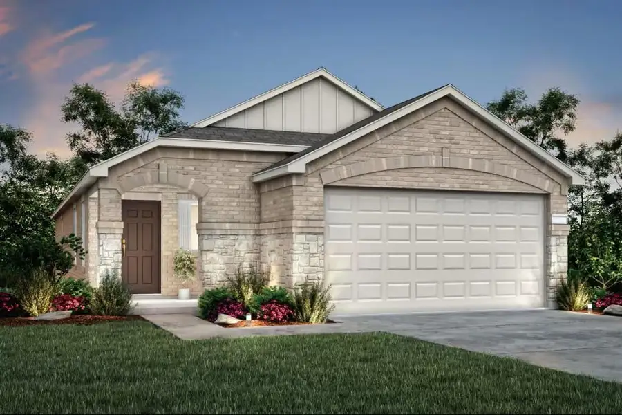 Front exterior of a new home in Mavera, Conroe, TX, highlighting curb appeal (Image 1). Front exterior of a new home in Mavera, Conroe, TX, highlighting curb appeal (Image 1).