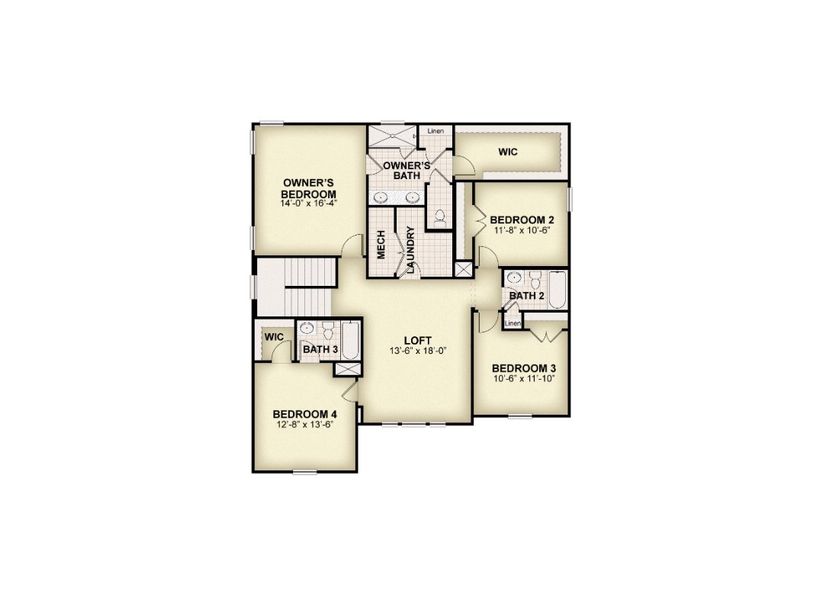 2D floor plan layout for the Faulkner by Rockwell Homes in Northlake At Ovation, Winter Garden, FL (Image 5).