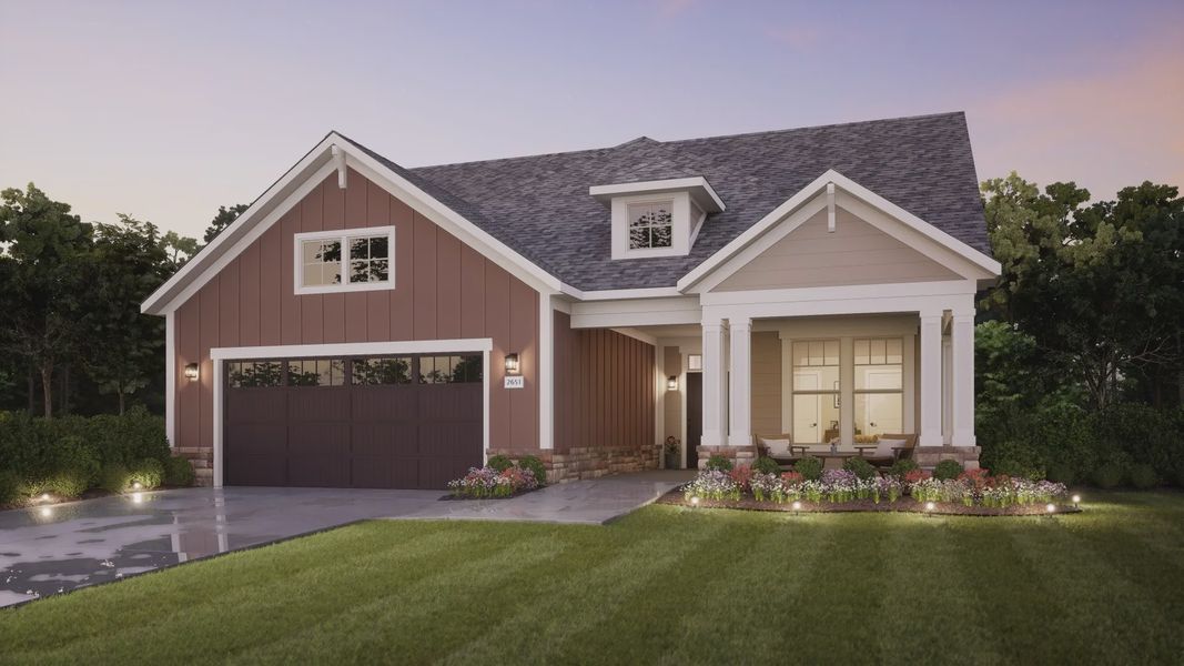 Representative exterior photo of a completed home built from the Torino by Epcon Communities in The Courtyards at Oak Grove, Durham, NC (Image 19).