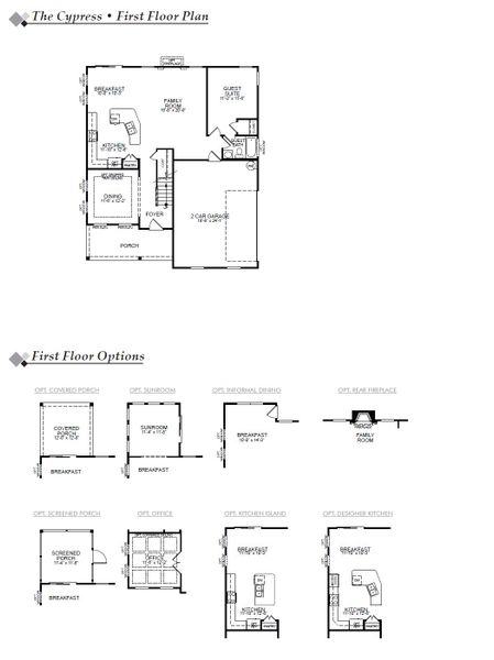 2D floor plan layout for the Cypress by Eastwood Homes in Browning Mill, Wendell, NC (Image 3).