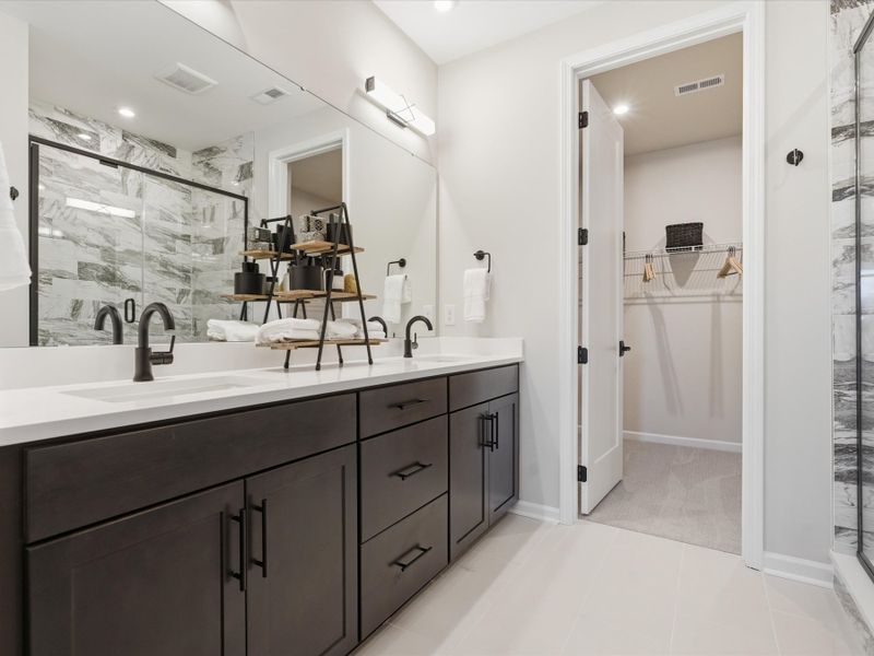 Representative furnished interior of a home built from the Dahlia by Tri Pointe Homes in Bellflower, Charlotte (Image 42).