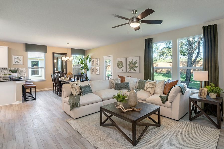 Representative furnished interior of a home built from the 2245 by KB Home in Hidden Canyons at TRP, San Antonio (Image 6).