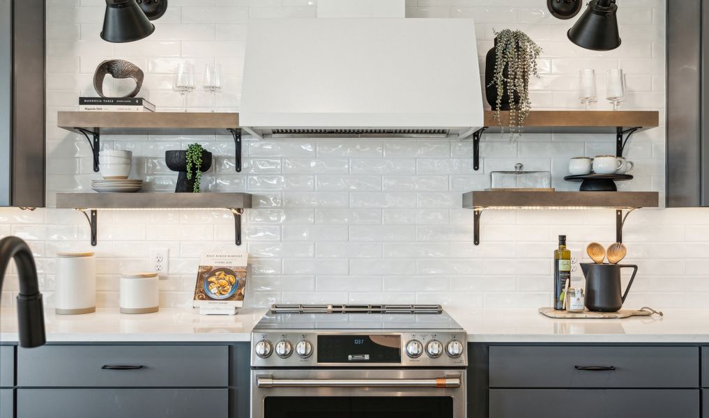 Kitchen with full-height tile backsplash Kitchen with full-height tile backsplash