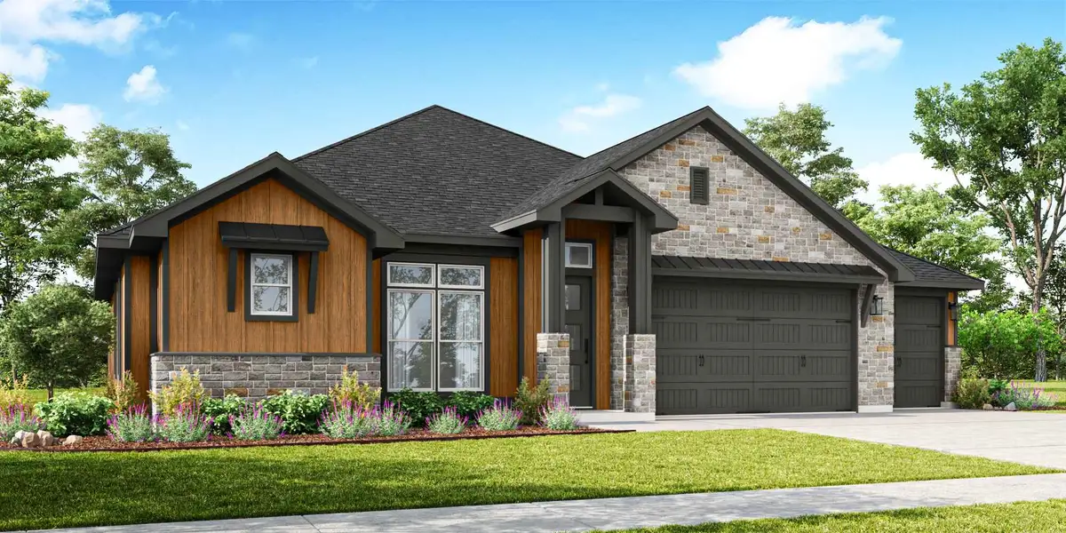 Front exterior of a new home in Bella Charca, Nolanville, TX, highlighting curb appeal (Image 1). Front exterior of a new home in Bella Charca, Nolanville, TX, highlighting curb appeal (Image 1).