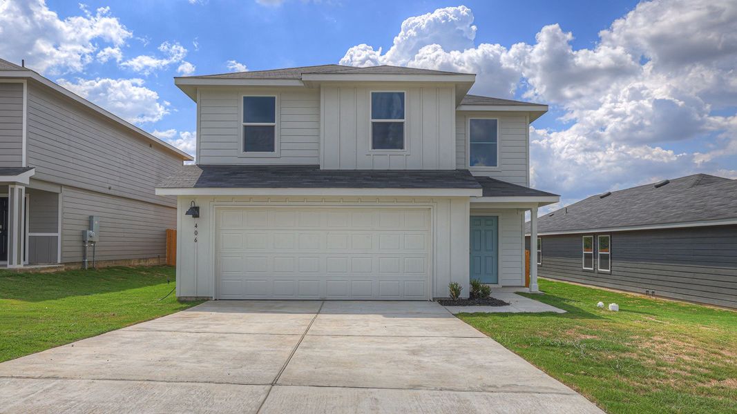 Representative exterior photo of a completed home built from the The Davis by D.R. Horton in Ladera, Luling, TX (Image 2).