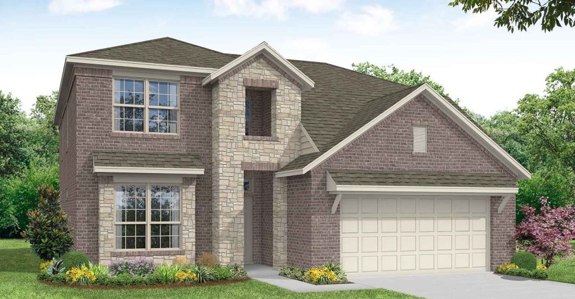 Representative exterior photo of a completed home built from the Raleigh by Impression Homes in Terra Vella, Haslet, TX (Image 7).