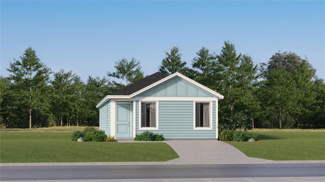 Front exterior of a new home in Rancho Del Cielo, Jarrell, TX, highlighting curb appeal (Image 19).