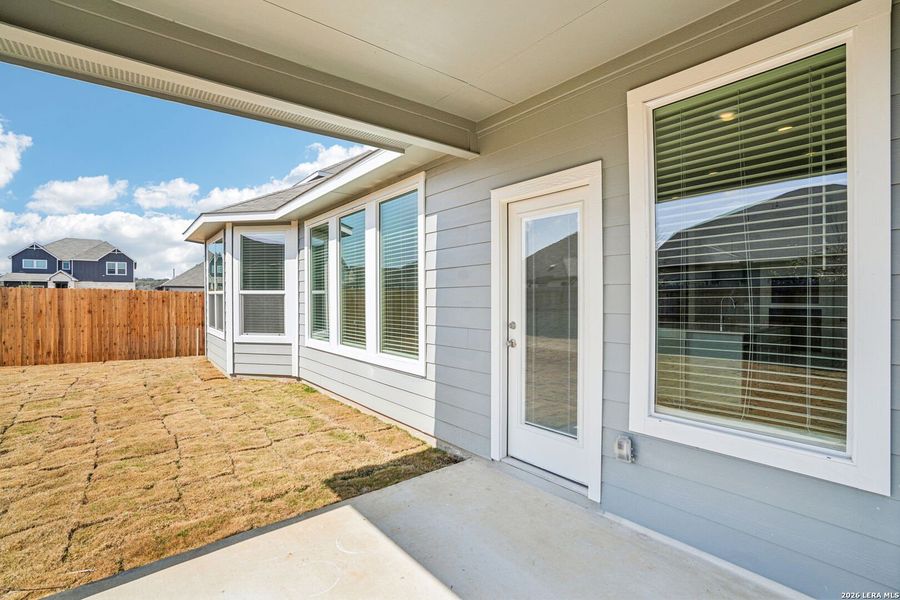 Exterior details and patio area of a home in Estancia Ranch - Classic Series, San Antonio (Image 22).