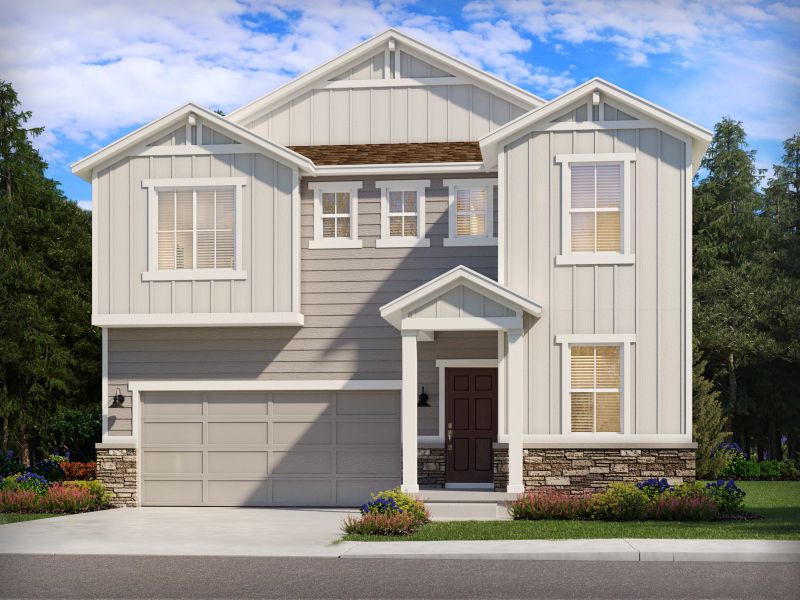 Representative exterior photo of a completed home built from the The Twin Peaks by Meritage Homes in Lorson Ranch : The Springs Collection, Colorado Springs, CO (Image 12).