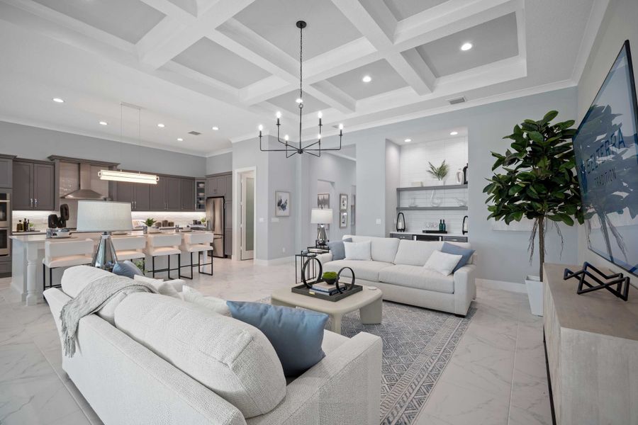 2D floor plan layout for the Mariposa by GHO Homes in Belterra, Port St. Lucie, FL (Image 26).