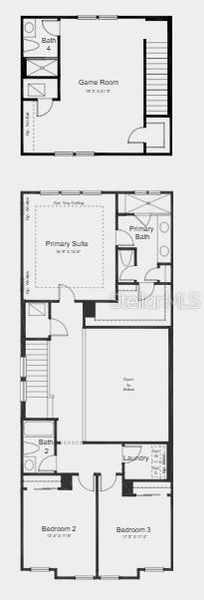 2D floor plan layout of this home in Harvest at Ovation, Winter Garden, FL (Image 3).