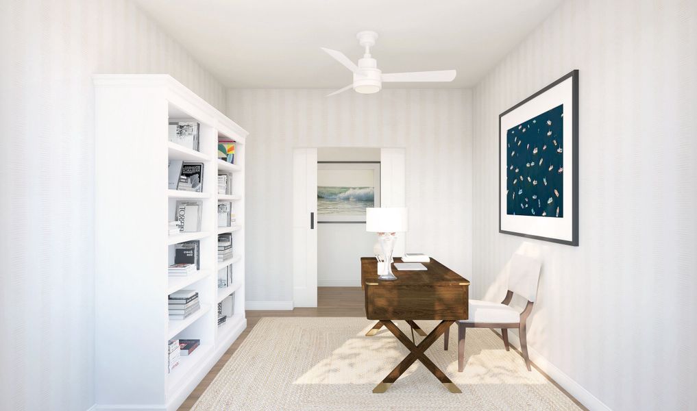 Private home office with double barn doors