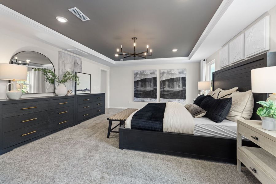 Furnished interior view inside a new home in Huxley, Apex (Image 10). Furnished interior view inside a new home in Huxley, Apex (Image 10).