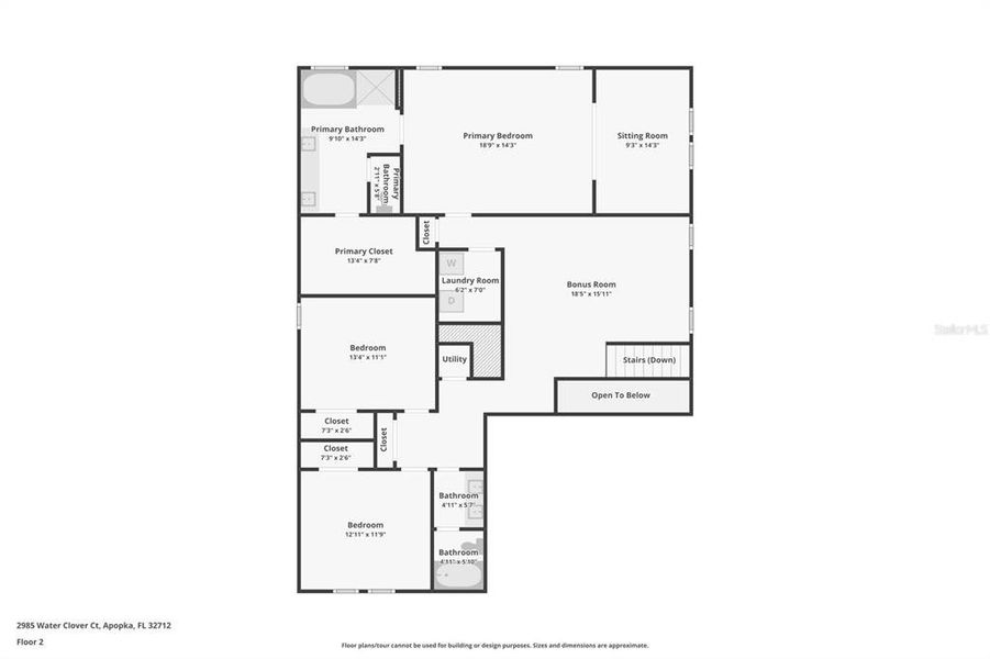 2D floor plan layout of this home in Acuera Estates, Apopka, FL (Image 6).