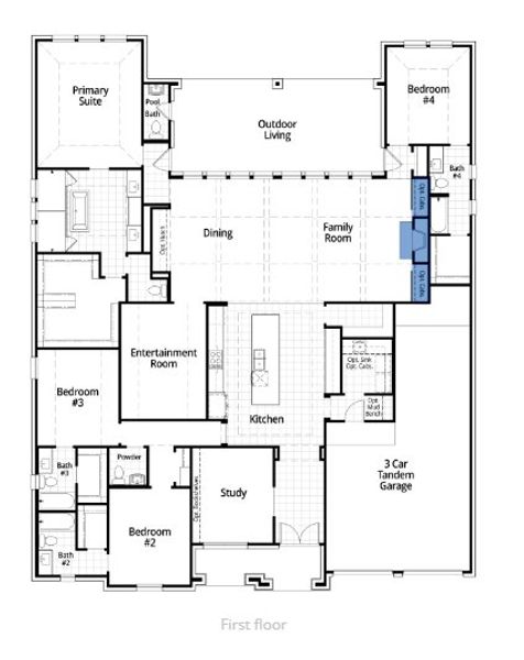 2D floor plan layout for the Barletta Plan by Highland Homes in Mustang Lakes: 74ft. lots, Celina, TX (Image 5). 2D floor plan layout for the Barletta Plan by Highland Homes in Mustang Lakes: 74ft. lots, Celina, TX (Image 5).