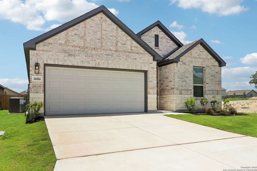 Front exterior of a new home in Kallison Ranch, San Antonio, TX, highlighting curb appeal (Image 20).