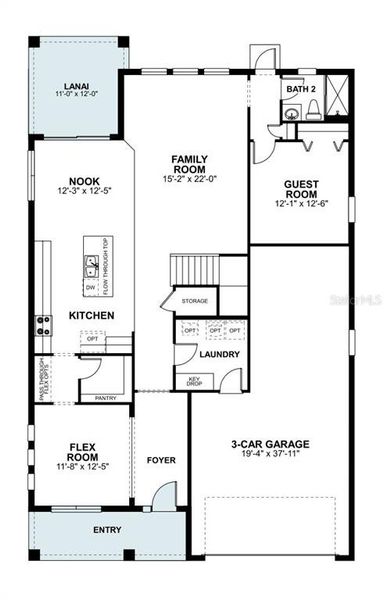 2D floor plan layout of this home in Center Lake on the Park, St. Cloud, FL (Image 3).
