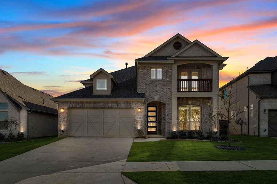 Front exterior of a new home in Union Park Classic 55, Little Elm, TX, highlighting curb appeal (Image 26).