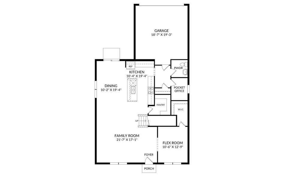 2D floor plan layout for the Weybridge by Stanley Martin Homes in Compass Pointe, Apollo Beach, FL (Image 4).