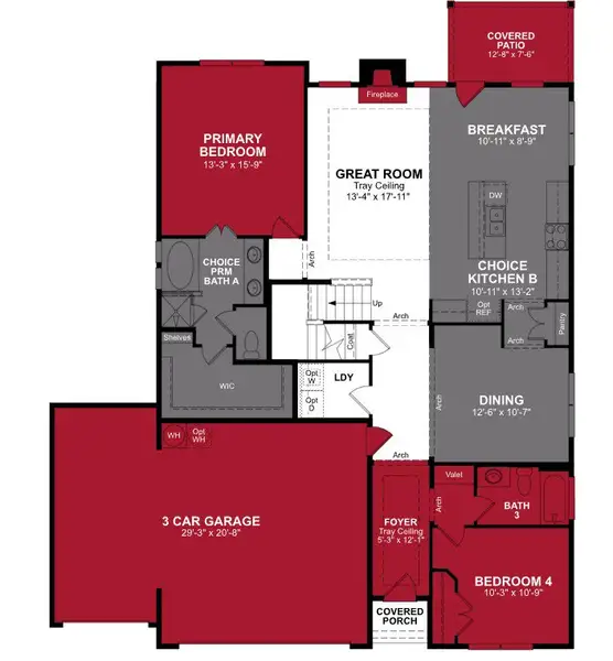 2D floor plan layout of this home in Brookville Estates, Forney, TX (Image 2).