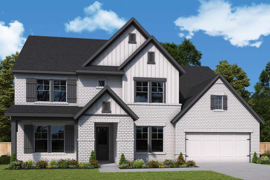 Representative exterior photo of a completed home built from the The Glenmeade by David Weekley Homes in Dunham Pointe 65' Homesites, Cypress, TX (Image 2). Representative exterior photo of a completed home built from the The Glenmeade by David Weekley Homes in Dunham Pointe 65' Homesites, Cypress, TX (Image 2).