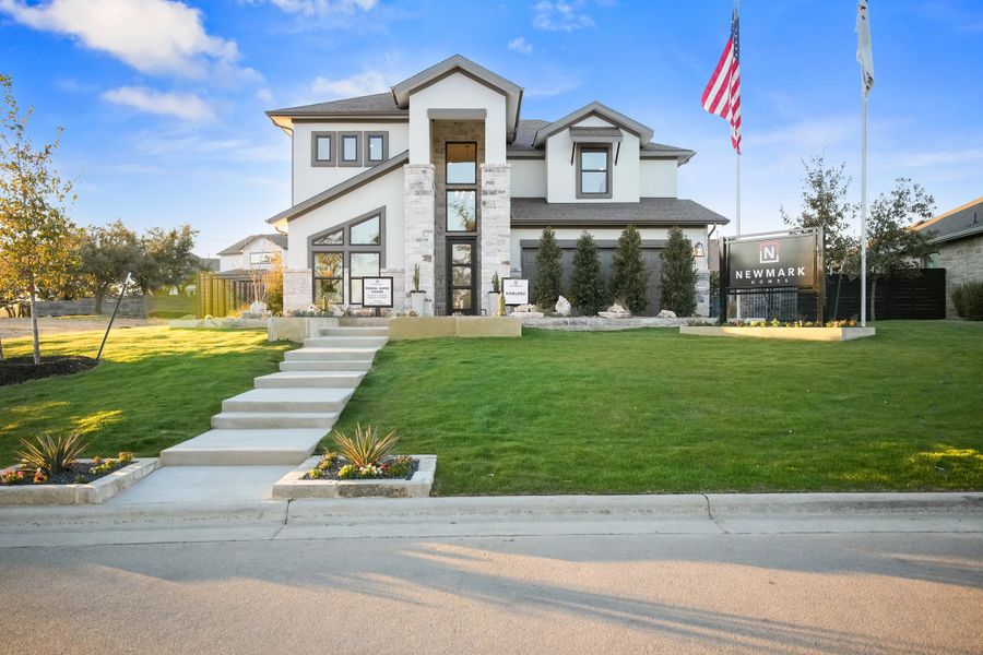 Front exterior of a new home in Provence 50', Austin, TX, highlighting curb appeal (Image 21).
