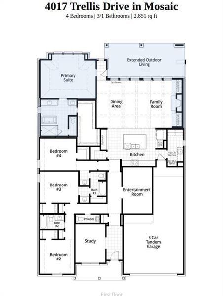 2D floor plan layout of this home in Mosaic, Celina, TX (Image 4).