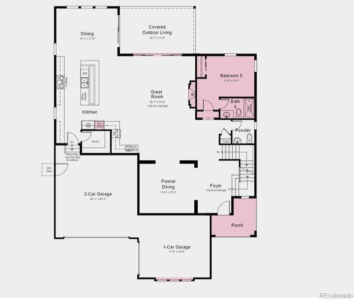 Structural options include: Bedroom with bath on first floor,  8'x12' sliding glass door; center-meet sliders, modern 42" fireplace at gathering room, owner's bath configuration 5 (shower & freestanding tub), and unfinished basement.