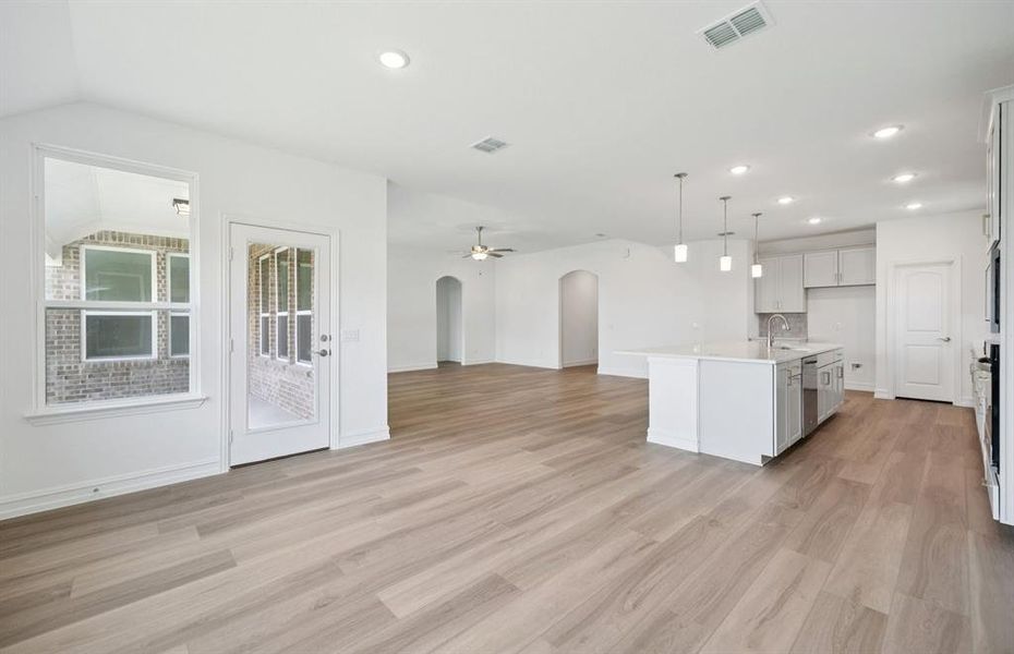 Open-concept living areas *model representation