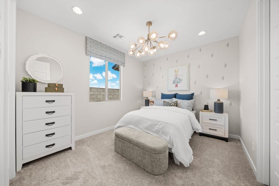 Bedroom 2 with En Suite Bath 3 | Radiance Floorplan | Elara at Moonlight | New Homes in Maricopa, AZ by Landsea Homes Bedroom 2 with En Suite Bath 3 | Radiance Floorplan | Elara at Moonlight | New Homes in Maricopa, AZ by Landsea Homes