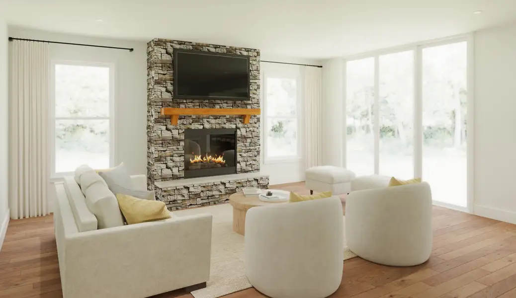 Representative furnished interior of a home built from the Birch by Fischer Homes in Leeland Farms, Fuquay Varina (Image 3). Representative furnished interior of a home built from the Birch by Fischer Homes in Leeland Farms, Fuquay Varina (Image 3).