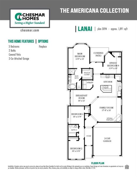2D floor plan layout of this home in Bridgeland, Cypress, TX (Image 4).