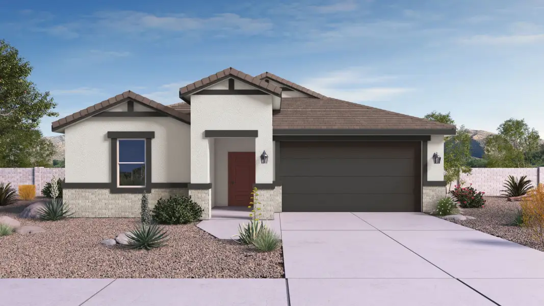 Representative exterior photo of a completed home built from the Tapatio by D.R. Horton in El Cidro, Goodyear, AZ (Image 2). Representative exterior photo of a completed home built from the Tapatio by D.R. Horton in El Cidro, Goodyear, AZ (Image 2).