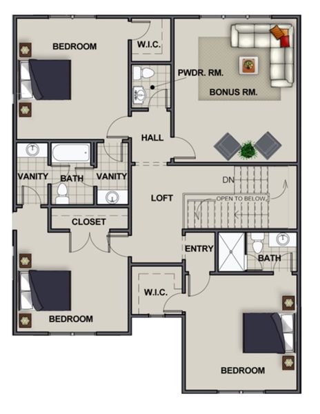 2D floor plan layout for the Summerbrook by Riverstone Construction, LLC in River Gorge Ranch, River Gorge Ranch, TN (Image 6).