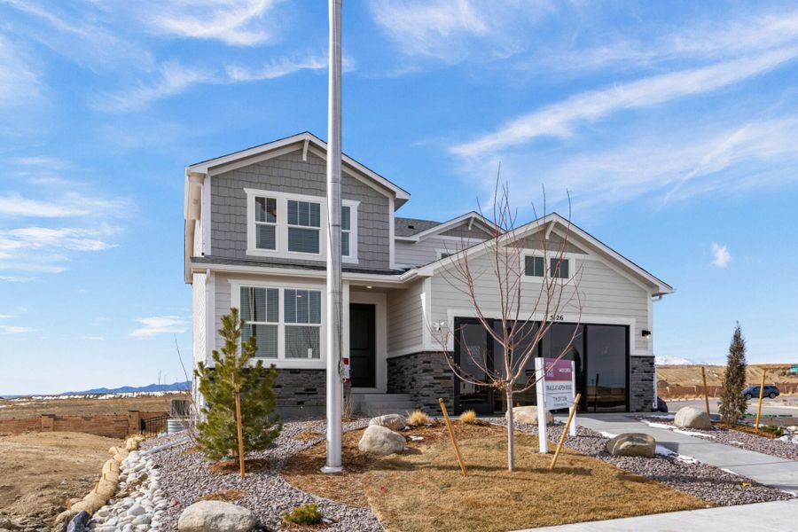 Representative exterior photo of a completed home built from the Ash by View Homes in The Trails at Aspen Ridge-2, Colorado Springs, CO (Image 1). Representative exterior photo of a completed home built from the Ash by View Homes in The Trails at Aspen Ridge-2, Colorado Springs, CO (Image 1).