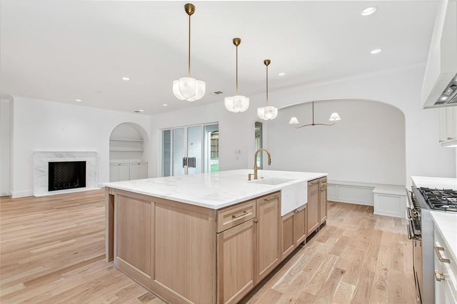 Custom cabinets throughout and marble top island