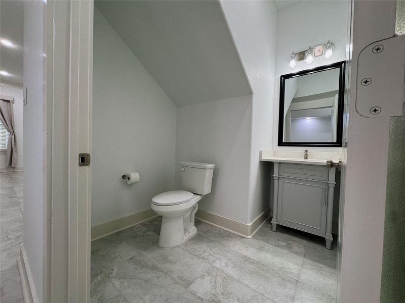 Generously sized powder room