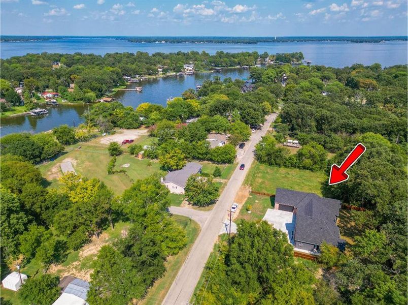 Bird's eye view of a nearby body of water Bird's eye view of a nearby body of water