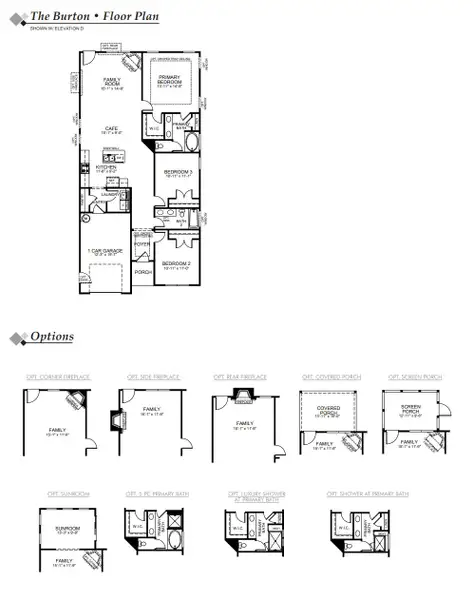 2D floor plan layout for the Burton by Eastwood Homes in Caldwell Forest, Charlotte, NC (Image 3).