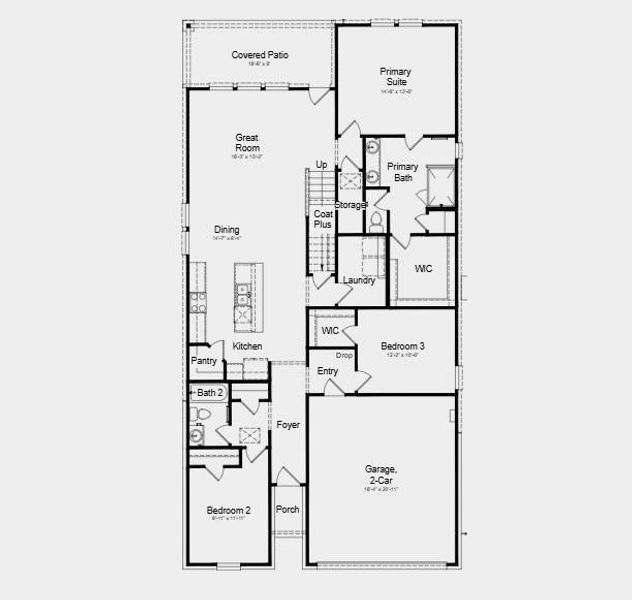Additional highlights include: Covered patio, large primary shower and 42" kitchen cabinets.