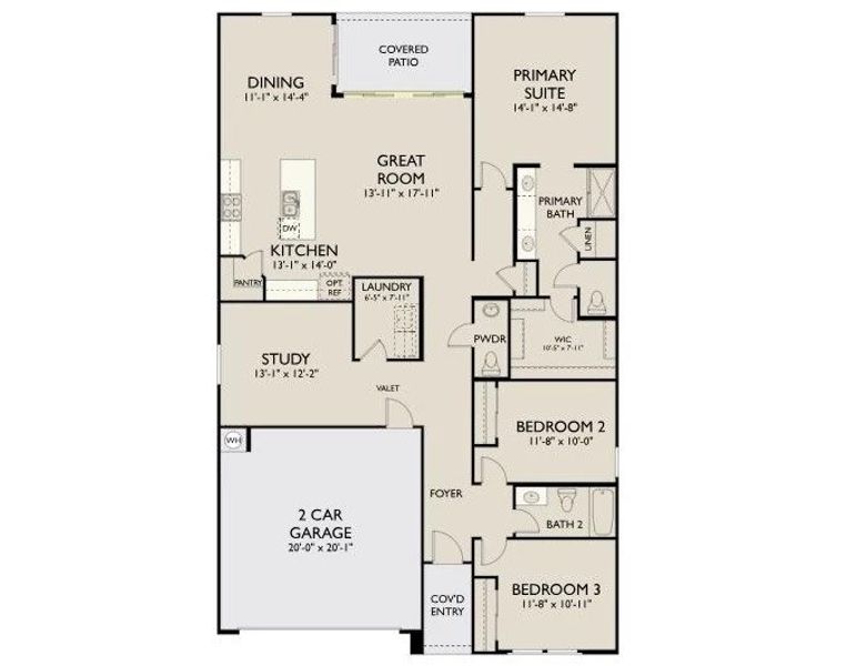 2D floor plan layout of this home in Skyline Village, San Tan Valley, AZ (Image 3).