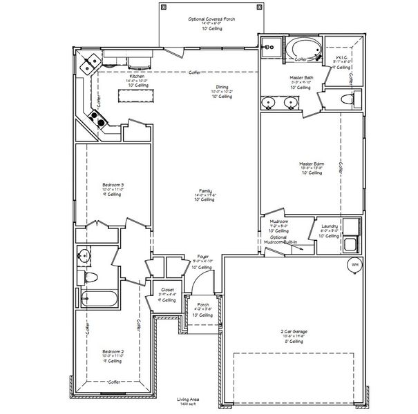 2D floor plan layout for the The Holly by Avonley Homes in Rudder Pointe, Bryan, TX (Image 2). 2D floor plan layout for the The Holly by Avonley Homes in Rudder Pointe, Bryan, TX (Image 2).