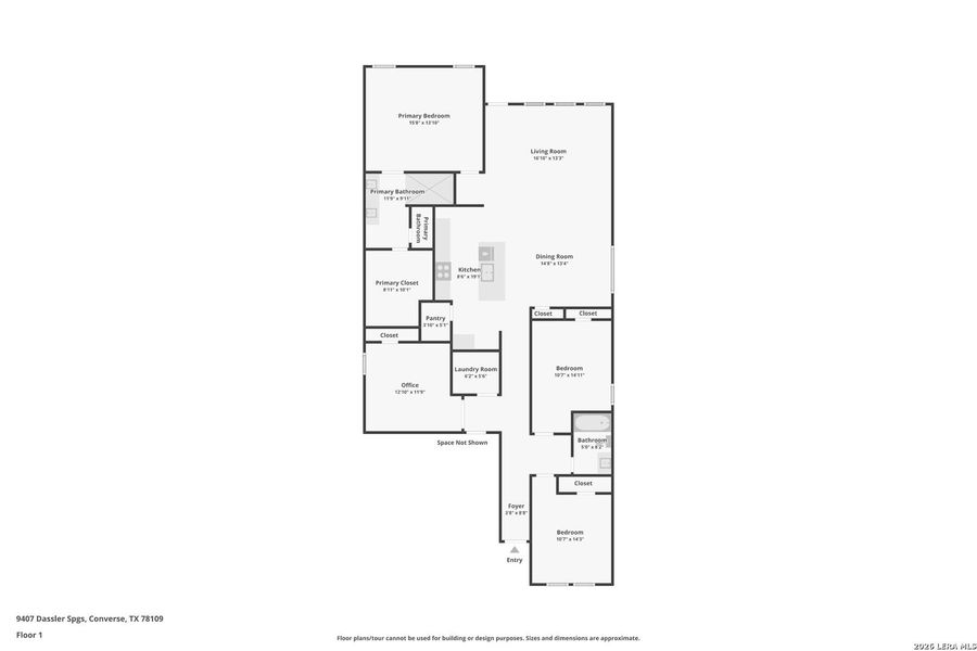 2D floor plan layout of this home in Hightop Ridge, Converse, TX (Image 3).