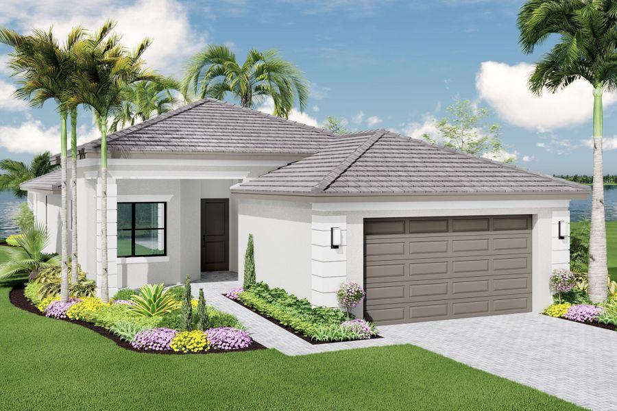 Representative exterior photo of a completed home built from the Tribeca by GL Homes in Valencia Parc at Riverland, Port St. Lucie, FL (Image 2).