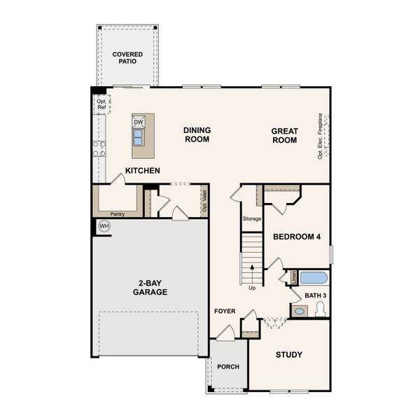 2D floor plan layout of this home in Highland Reserves, Pleasant View, TN (Image 2).
