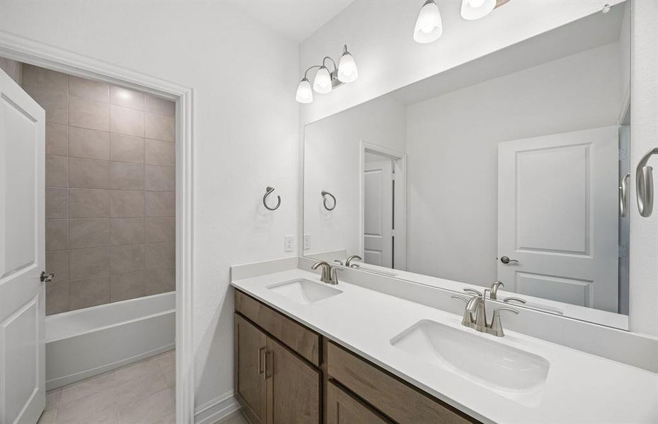Secondary bath with two vanities Secondary bath with two vanities