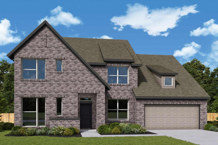 Representative exterior photo of a completed home built from the The Beckton by David Weekley Homes in Sundance Cove Lakeside - Overlook View Collection, Crosby, TX (Image 16).